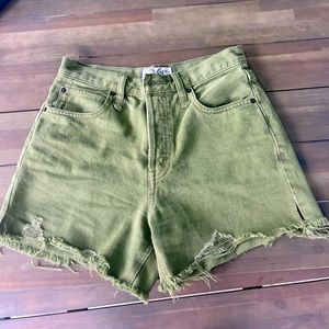 We The Free green denim shorts